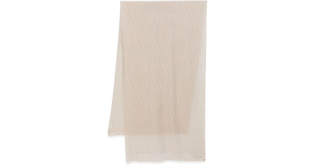 【関税＆送料込み】Fendi Ff Cashmere And Silk Stole Fendi Ff Cashmere And Silk Stole in Natural | Lyst