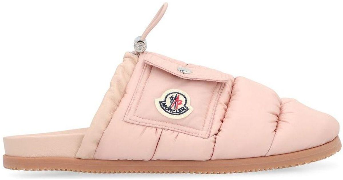 サンダル・ミュール MONCLER Mon pocket padded leather and nylon mule Rosa Mon pocket padded leather and nylon mule | Moncler | Basement 88