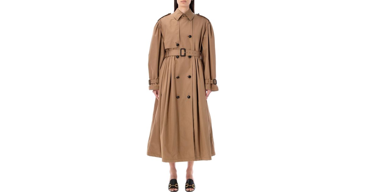 Gucci Gabardine Cotton Trench Coat in Brown | Lyst