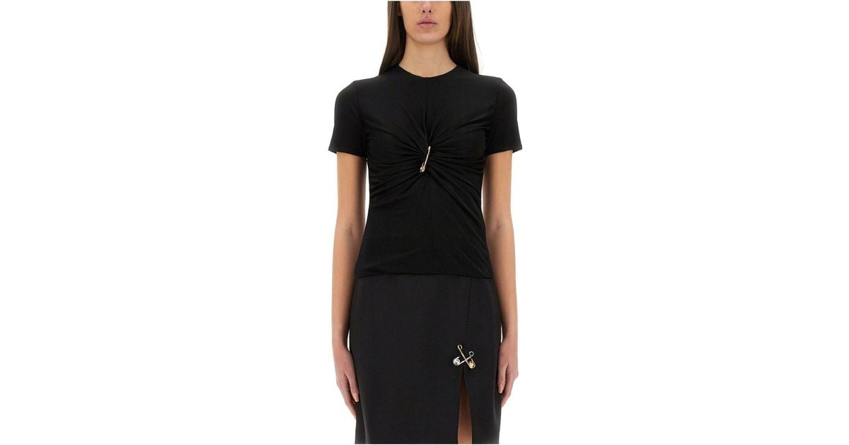 【関税&送料込】Versace Safety Pin Curled Top Versace Safety Pin Curled Top in Black | Lyst