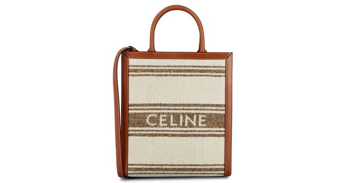 Celine Cabas Striped Raffia Tote Bag in Natural | Lyst