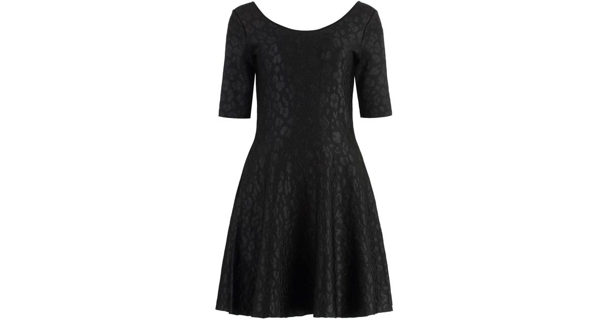 Versace Jacquard Knit Mini-Dress in Black | Lyst
