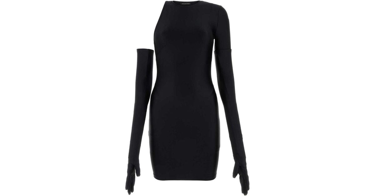 ワンピース BALENCIAGA Black stretch nylon mini dress Balenciaga Stretch Nylon Mini Dress in Black | Lyst