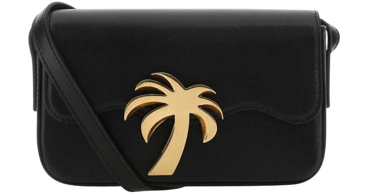 ショルダーバッグ・ポシェット PALM ANGELS Black Leather Palm Beach Bridge Crossbody Bag Palm Angels Palm Bridge Leather Crossbody Bag | Black