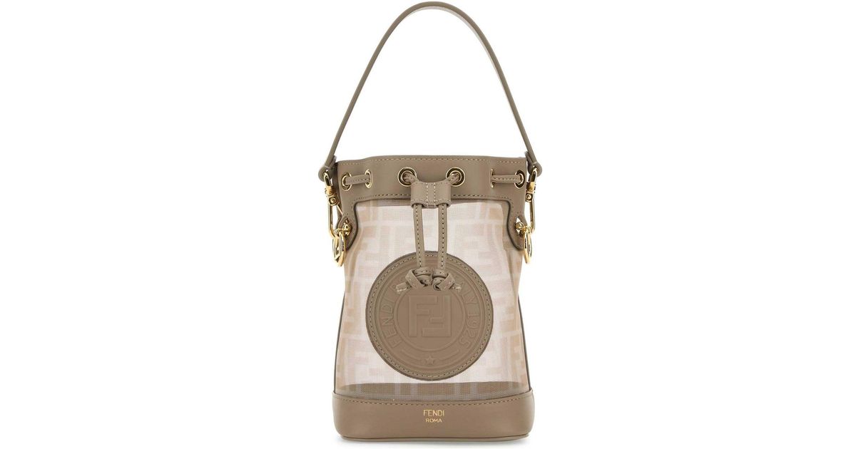 Fendi Dove Mesh Mini Mon Tresor Bucket Bag in White | Lyst