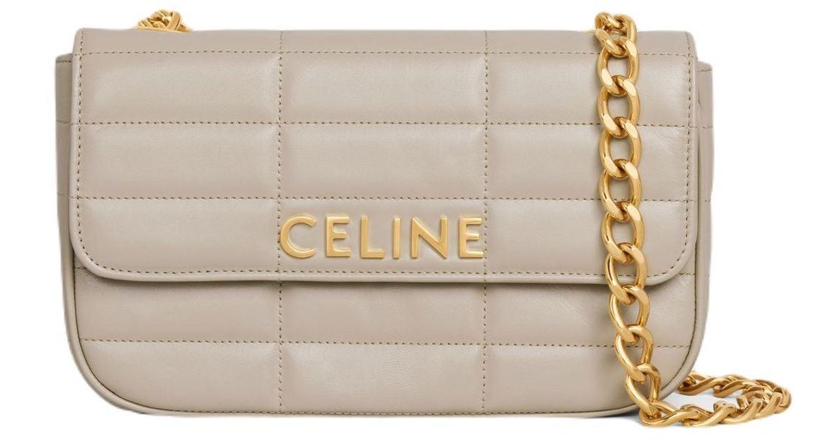 Celine Chain Shoulder Bag Matelasse Monochrome In Quilted Goatskin in ...