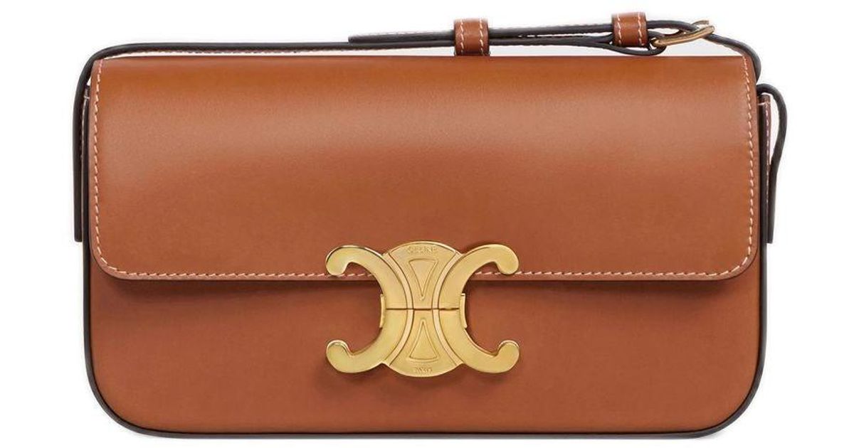 Celine Triomphe Shoulder Bag in Brown Lyst
