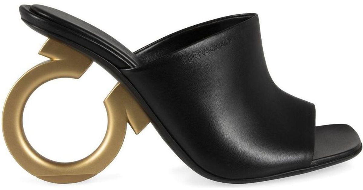 【FERRAGAMO】 Astro Leather Mules Ferragamo | Astro 105 gancio black mules | Savannahs