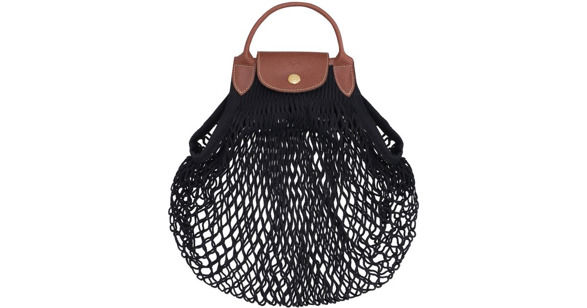 Longchamp Le Pliage Filet Top Handle Bag in Black Lyst
