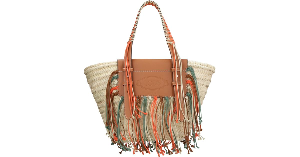 Tod's Woven Straw Tote in Brown Lyst
