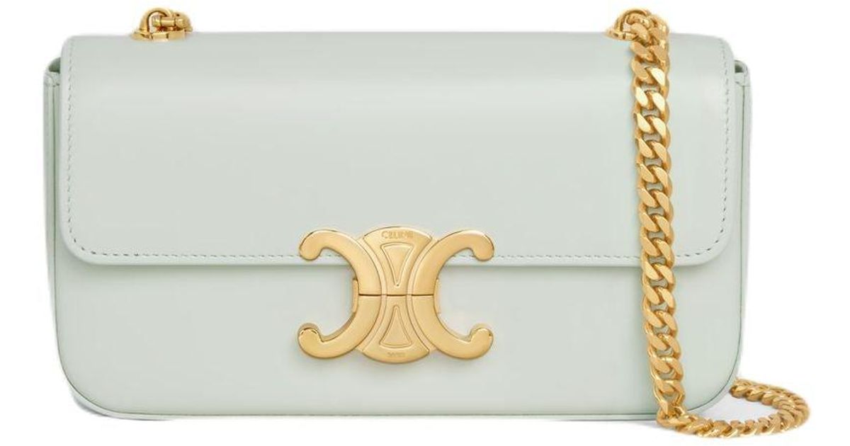 Celine Triomphe Shoulder Bag in White Lyst