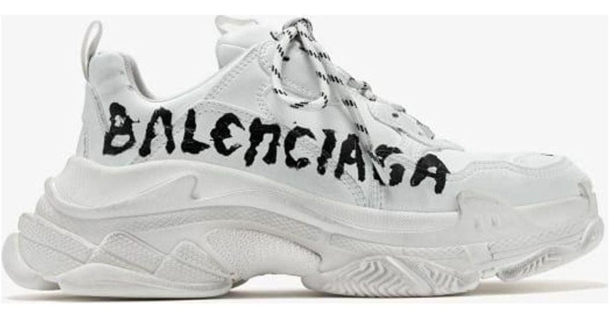 【BALENCIAGA】Triple S paint sneakers White Balenciaga Triple S Paint Logo Sneaker in White for Men | Lyst