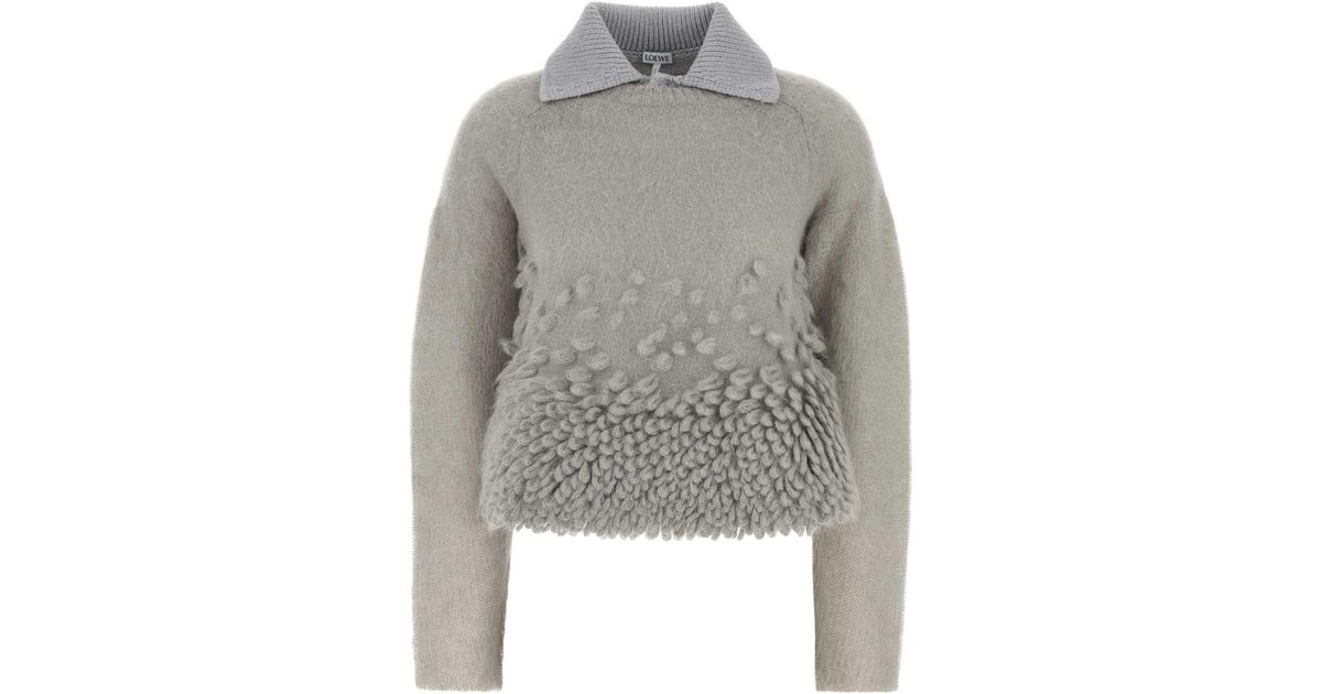 【送料&関税込】Loewe Grey Mohair Blend Polo Shirt Loewe Mohair Blend Polo Shirt in Gray | Lyst