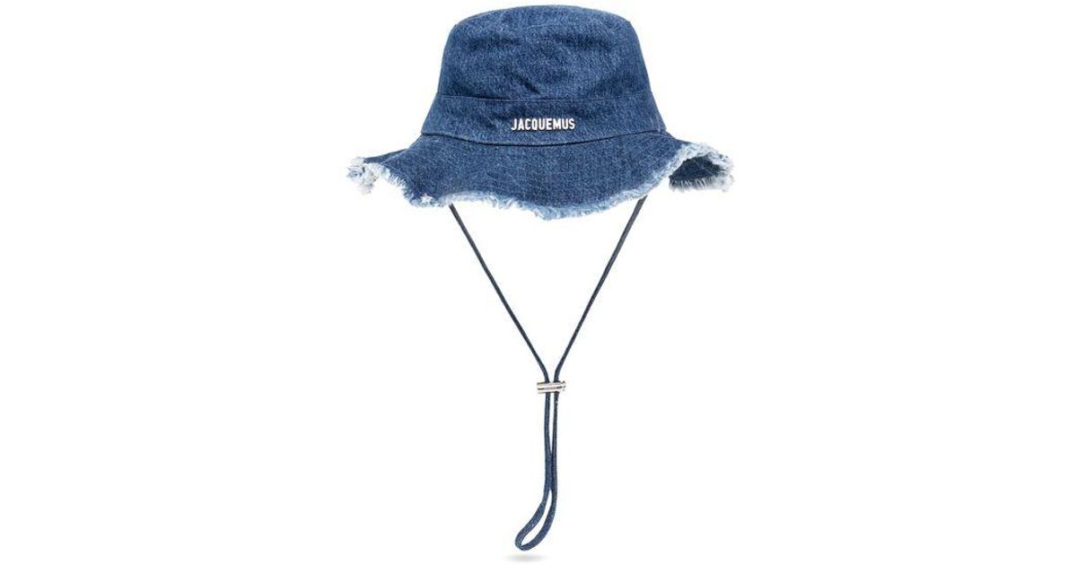 Jacquemus Raffia Frayed Expedition Hat. in Blue for Men | Lyst