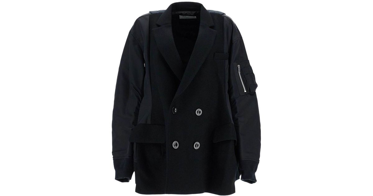【関税&送料込】Sacai Wool Melton X Nylon Twill Quilted Coat Wool Melton X Nylon Twill Quilted Coat - Beige / Khaki