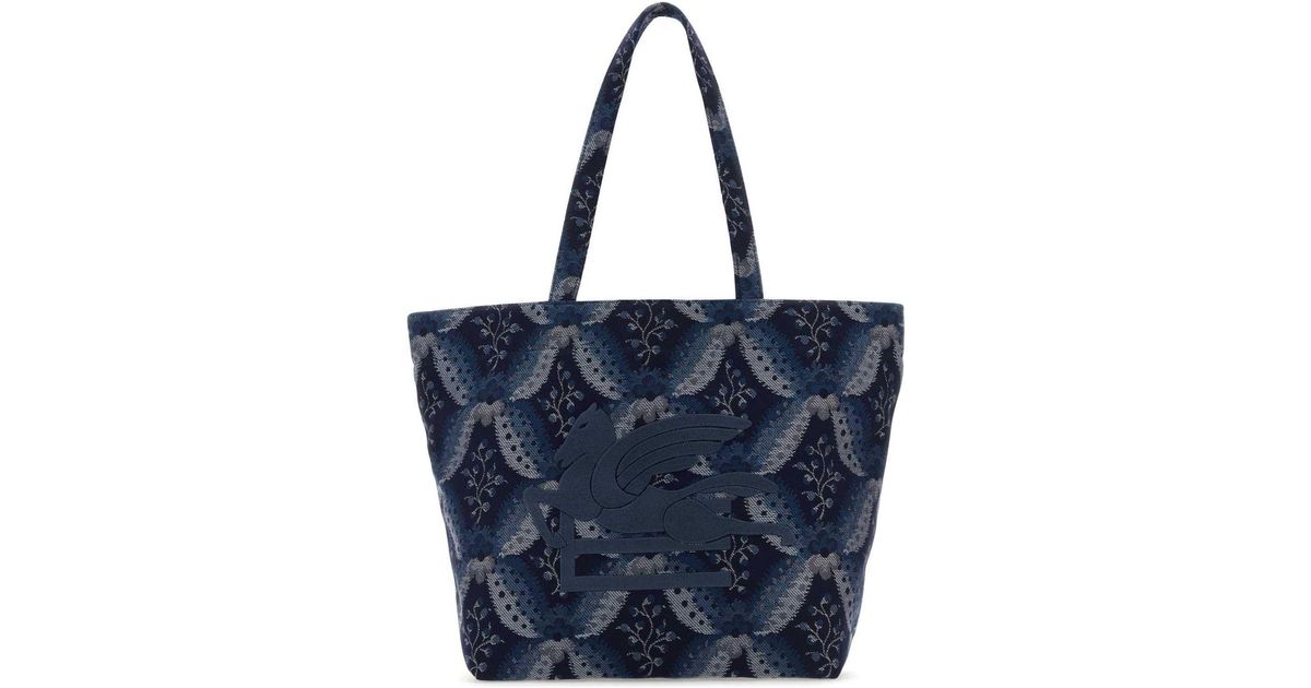 トートバッグ ETRO Embroidered canvas medium Soft Trotter shopping bag ETRO Embroidered Canvas Medium Soft Trotter Shopping Bag