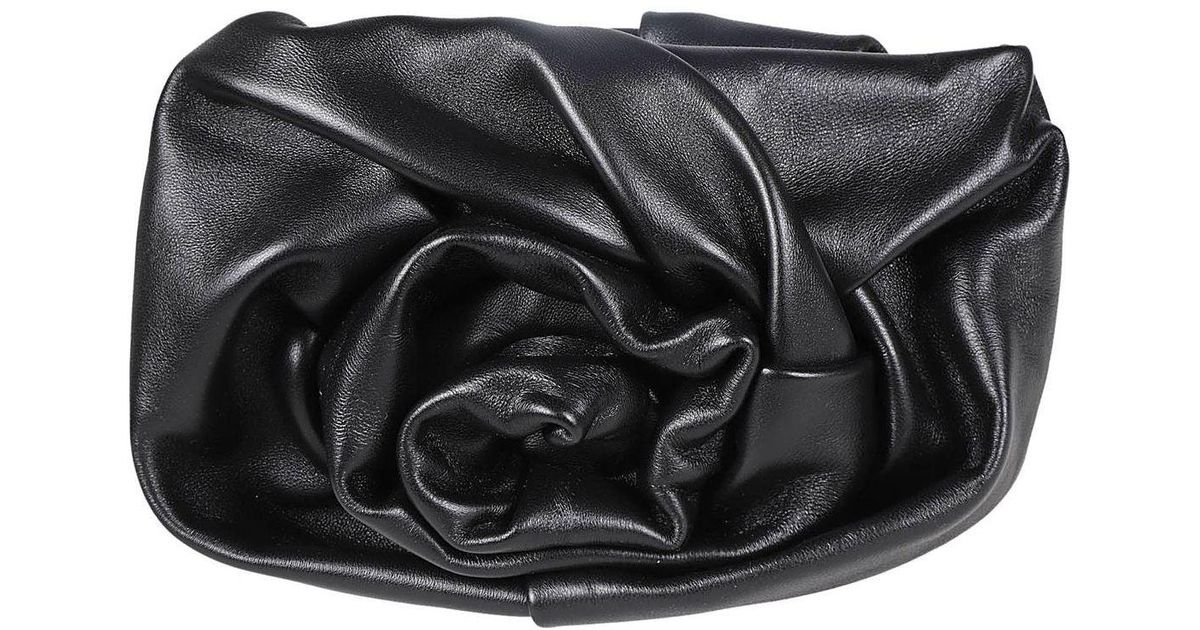 クラッチバッグ Burberry Black Nappa Leather Rose Clutch Rose leather clutch in black - Burberry | Mytheresa