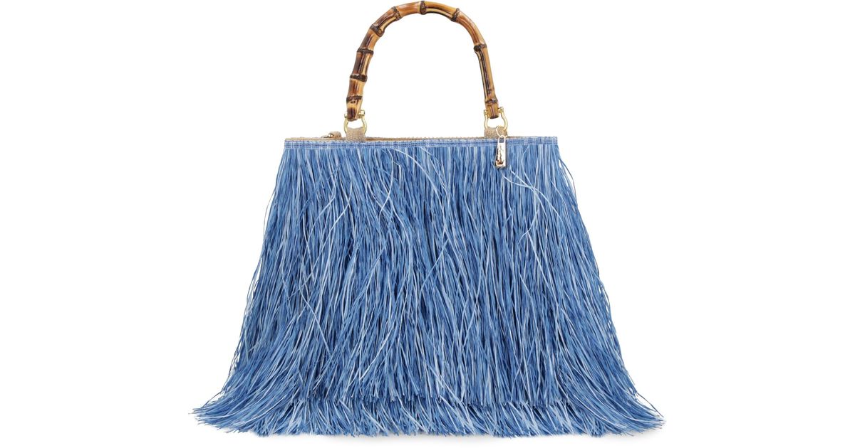 La Milanesa Scicli Raffia Tote Bag in Blue | Lyst