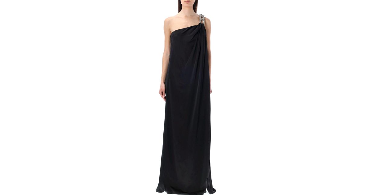 Stella McCartney Falabella Crystal Chain Double Satin One-shoulder Gown ...