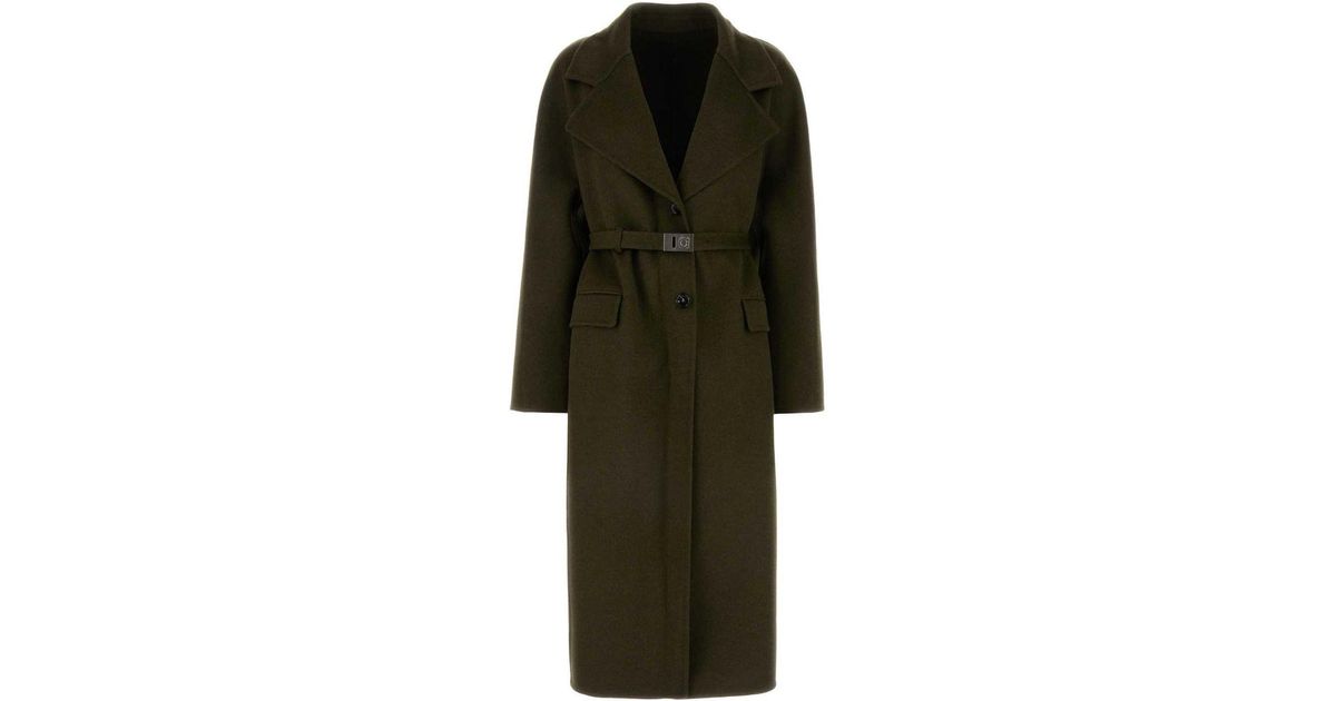 コート SALVATORE FERRAGAMO Olive Green Wool Blend Coat Ferragamo Wool Blend Coat in Green | Lyst