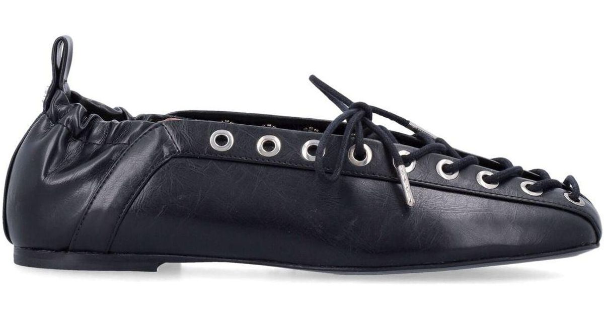 Ganni Women's Lace up Ballerina Blue
