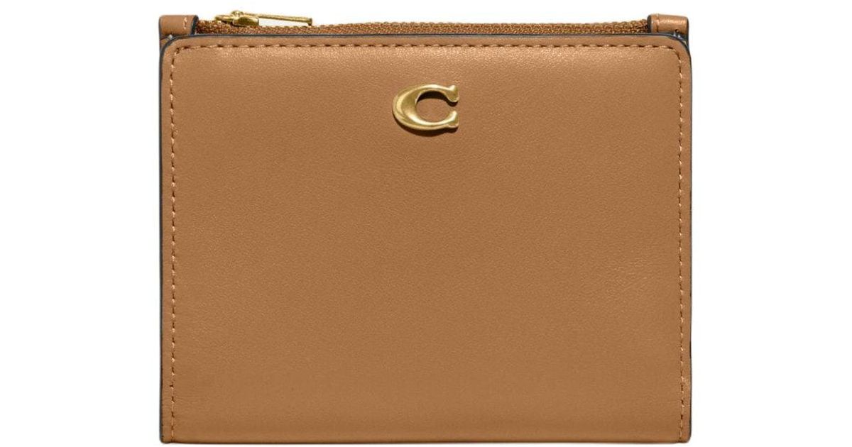 COACH Bifold Snap Wallet in Brown Lyst