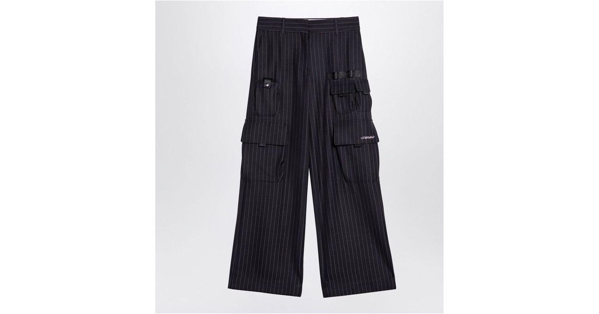 Off-White c/o Virgil Abloh Wide Pinstripe Cargo Trousers in