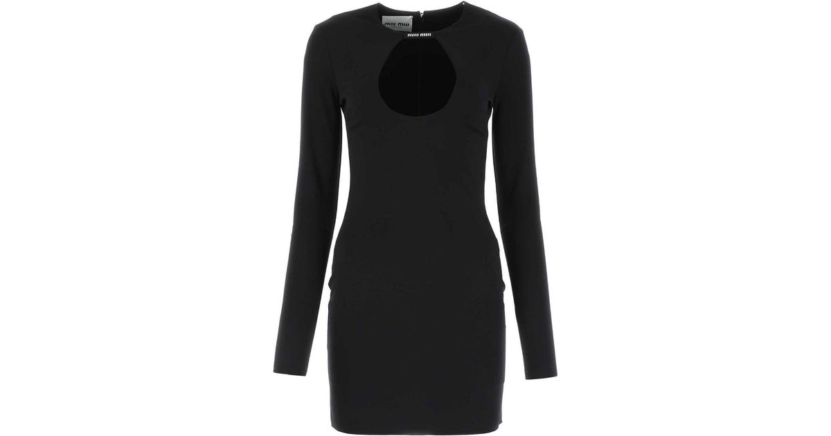 ワンピース MiuMiu Black stretch nylon mini dress Miu Miu Stretch Nylon Mini Dress in Black | Lyst