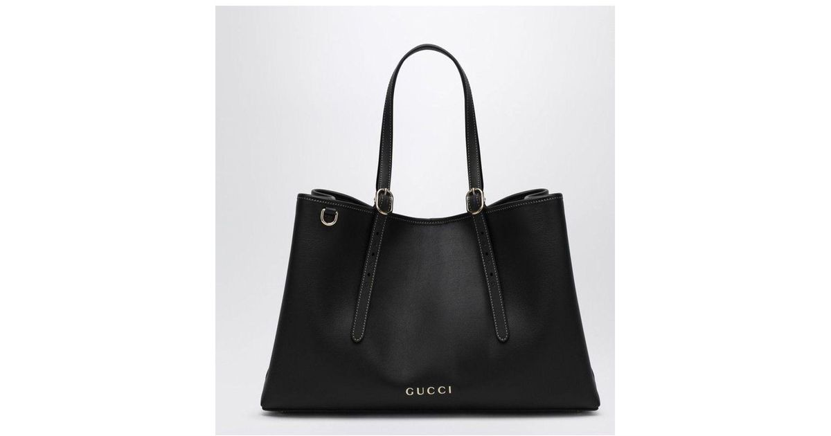 Gucci Medium Gg Emblem Shopping Bag in Black | Lyst