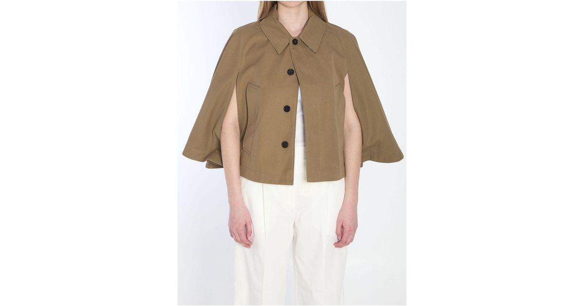 【関税＆送料込み】Burberry Cotton-Blend Cropped Cape Burberry Cotton-Blend Cropped Cape in Natural | Lyst