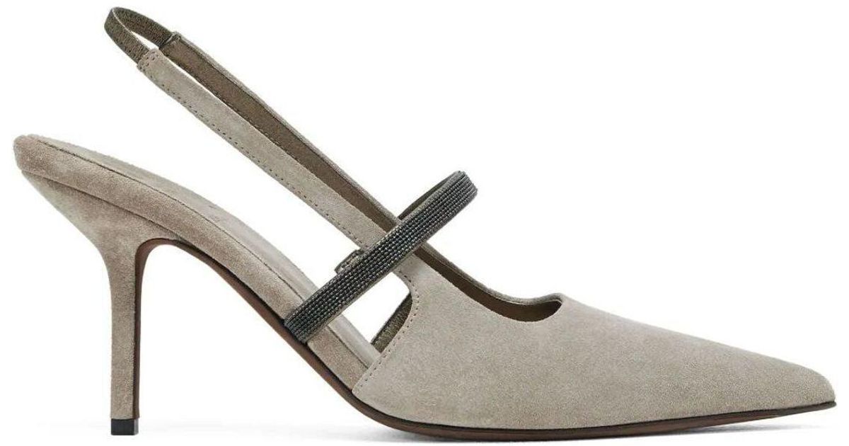 サンダル・ミュール BRUNELLO CUCINELLI POINTED SLING-BACK (MZSFC2508 C5859) Brunello Cucinelli Pointed Sling-Back Sandal in White | Lyst