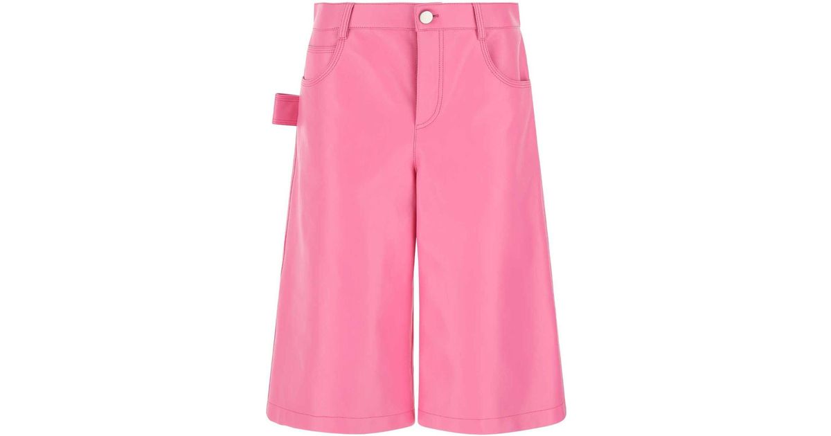 Bottega Veneta Nappa Leather Bermuda Shorts in Pink | Lyst