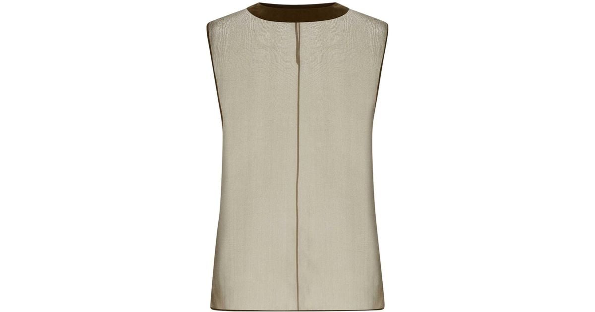 Tシャツ・カットソー SAINT LAURENT Khaki Muslin Top Saint Laurent Khaki Muslin Top 100% Silk Elegant Design