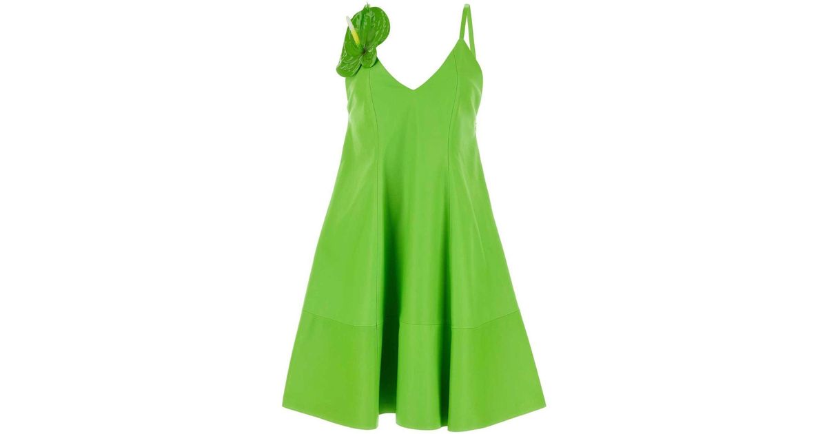ワンピース Loewe Fluo Green Leather Mini Dress Loewe Fluo Green Leather Mini Dress | italist