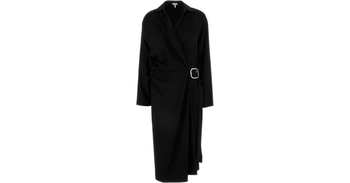 【送料&関税込】Loewe Black Stretch Cady Dress Trapeze dress in stretch viscose Black - LOEWE