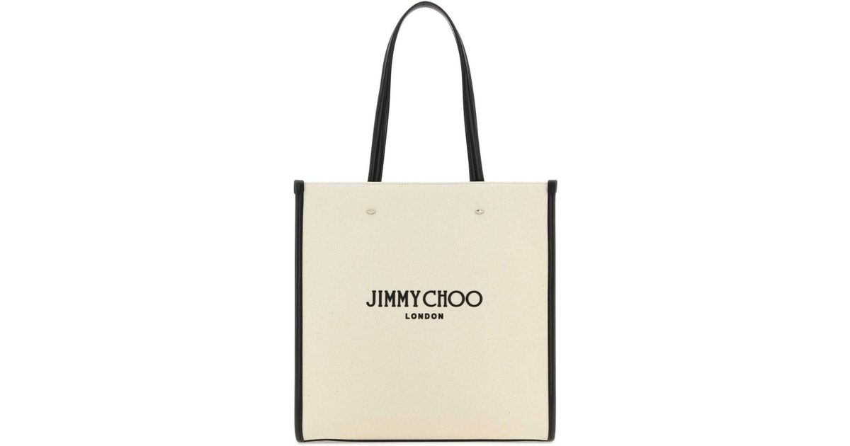 トートバッグ Jimmy Choo Ivory canvas N/S Tote M shopping bag Jimmy Choo Ivory Canvas N S Tote M Shopping Bag (Jimmy Choo