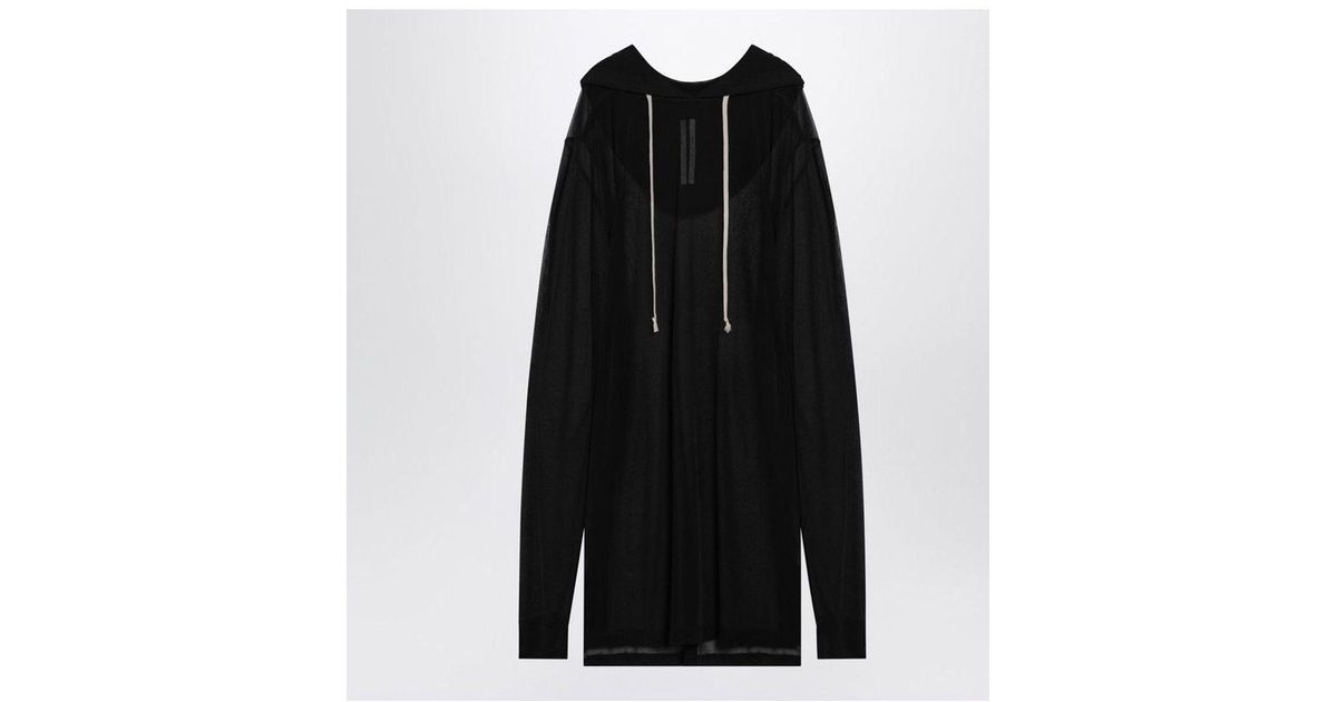 パーカー・フーディ RICK OWENS SEMI-TRANSPARENT BLACK HOODIE Rick Owens Semi-Sheer Hoodie in Black for Men | Lyst
