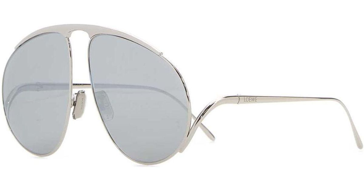 サングラス LOEWE SILVER L HILLOCK SUNGLASSES Loewe Metal Hillock Sunglasses in White | Lyst