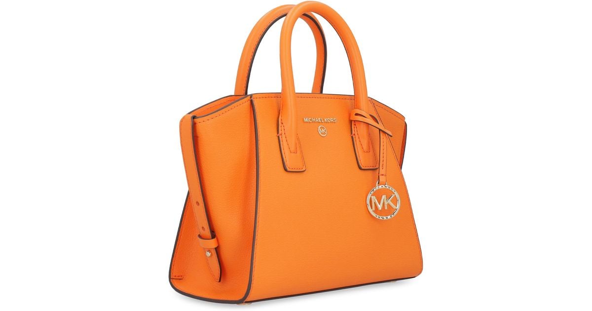 Michael Michael Kors Avril Small Leather Handbag In Orange Lyst