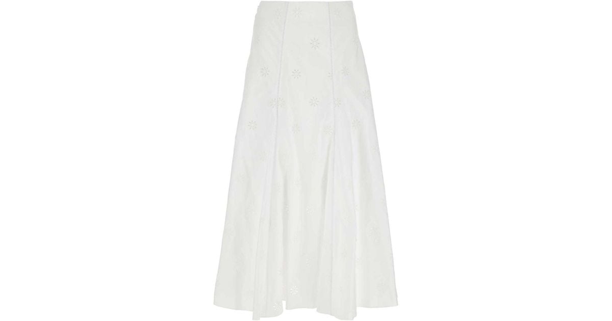 スカート Chloe White poplin skirt Chloé Poplin Skirt in White | Lyst