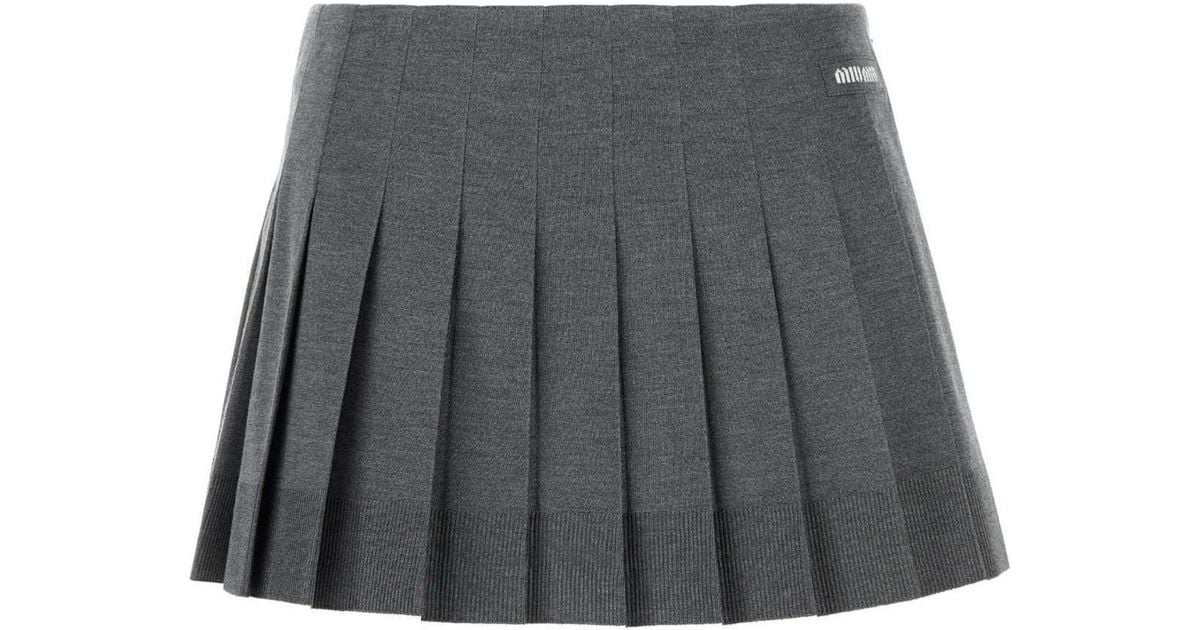ミニスカート Miu Miu Dark Grey Silk Blend Mini Skirt Miu Miu Dark Grey Silk Blend Mini Skirt | italist
