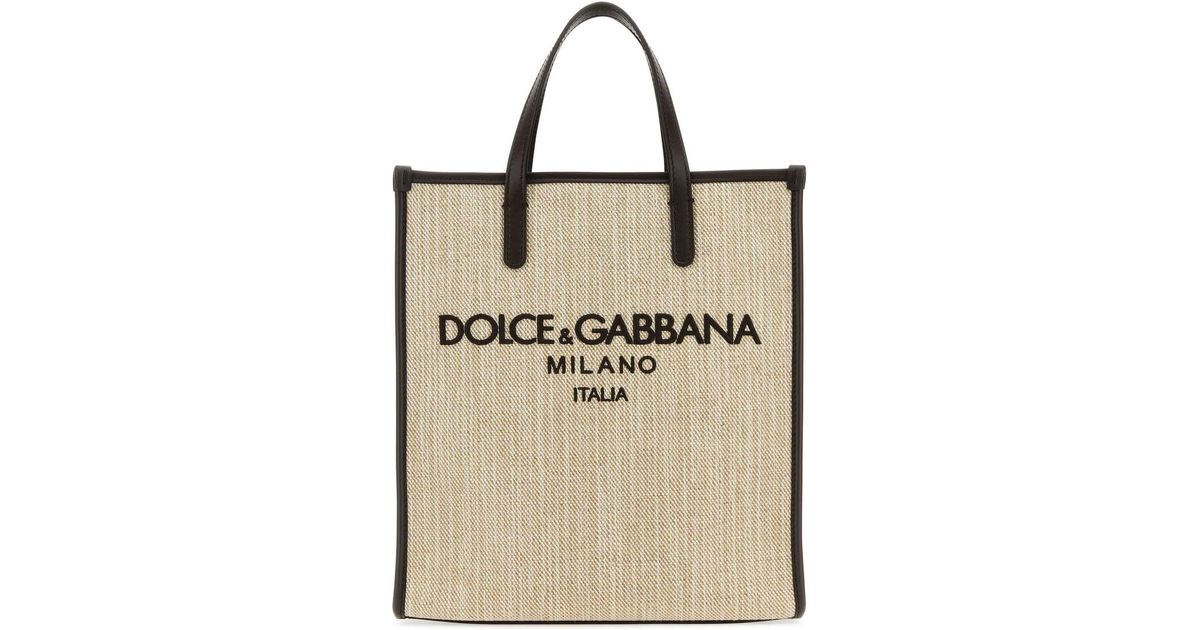 ショルダーバッグ Dolce & Gabbana Sand Canvas Small Shopping Bag Dolce & Gabbana Sand Canvas Small Shopping Bag in Natural | Lyst
