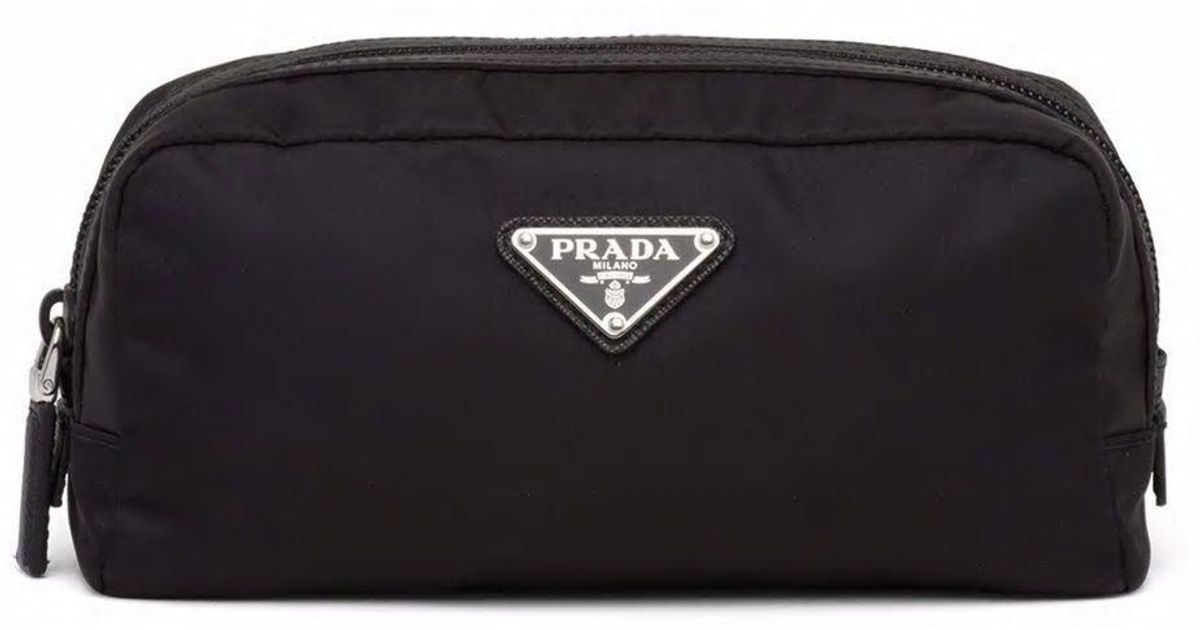 Prada Renylon Wash Bag in Black for Men Lyst