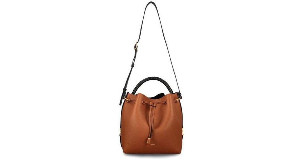 Chlo Cream Leather Small Bucket Bag in Brown Lyst