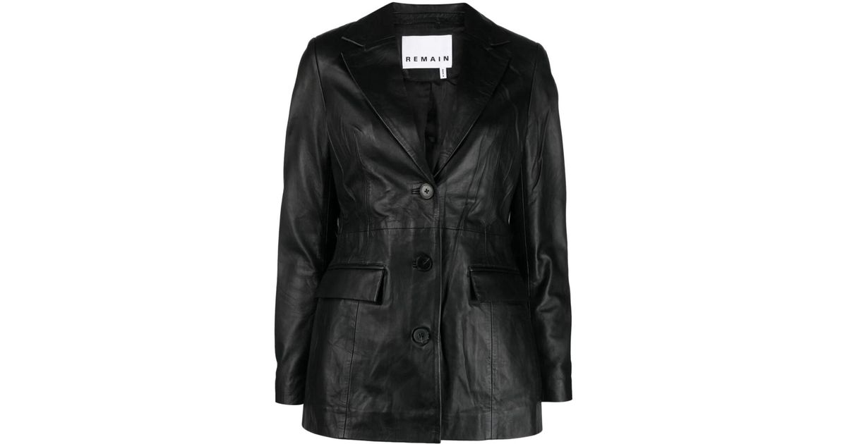 Remain Fitted Leather Blazer in Black Lyst