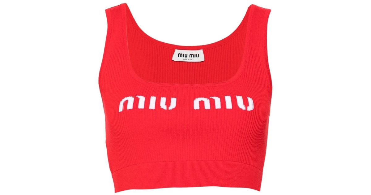 Miu Miu Crop Top in Red | Lyst Canada