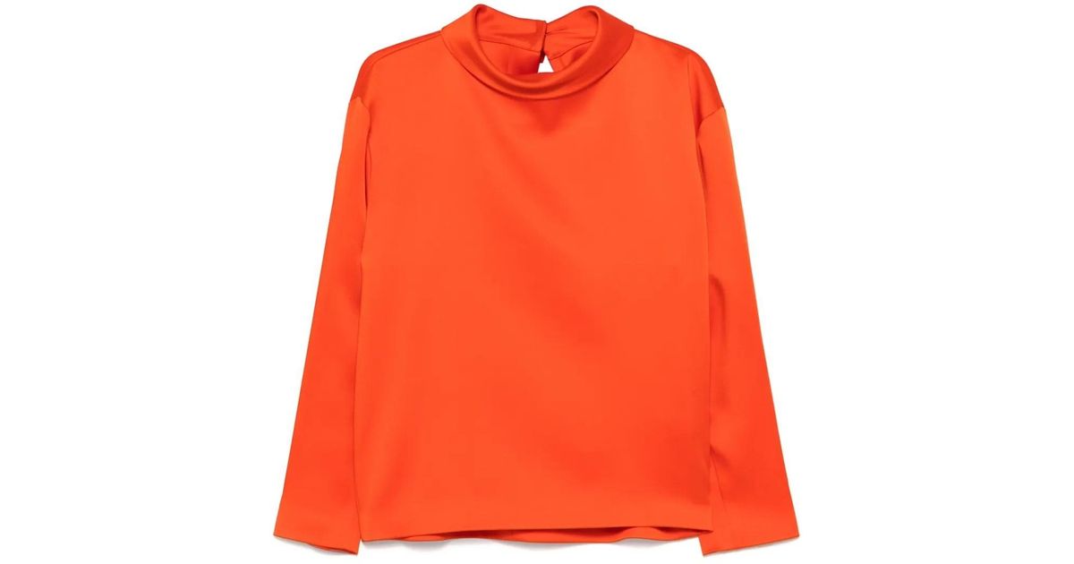 Evereve Rusty Orange Button-Up Satin Blouse main image 1