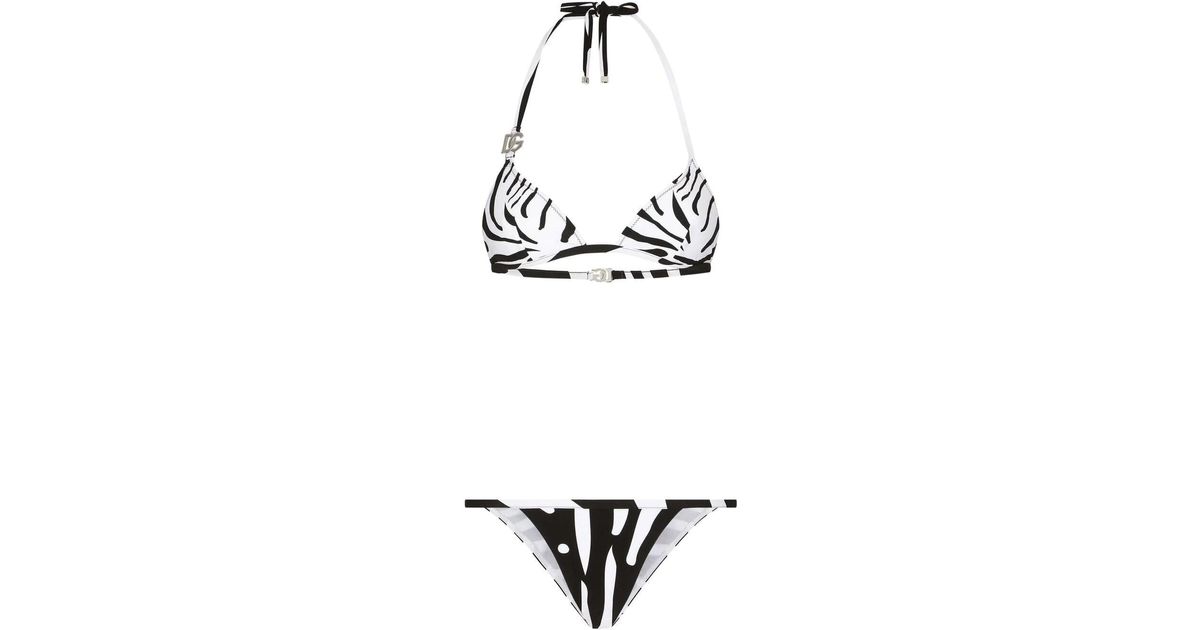 Dolce And Gabbana Synthetic Zebra Print Bikini Set Lyst