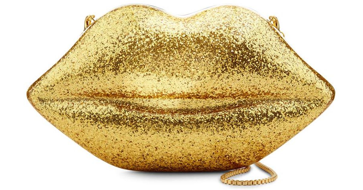 lulu guinness gold lips clutch