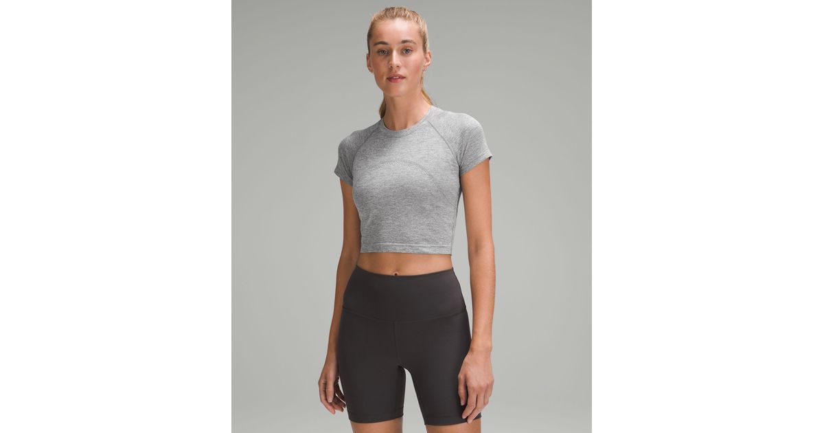 lululemon athletica Swiftly Tech Cropped Short-sleeve Shirt 2.0 in Gray